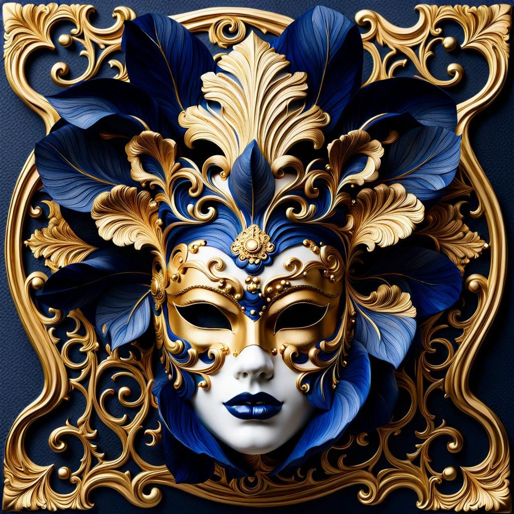 Venetian Masked Woman in Baroque Style