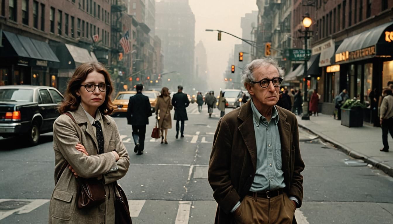 Melancholic New York Street Scene in 1970s Film Style