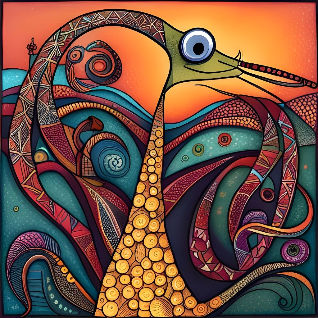 Mischievous Lizard in Art Brut Style