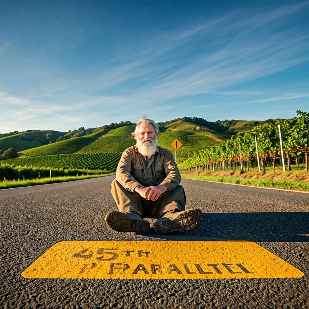 Geologist at 45th Parallel in Impressionist Style