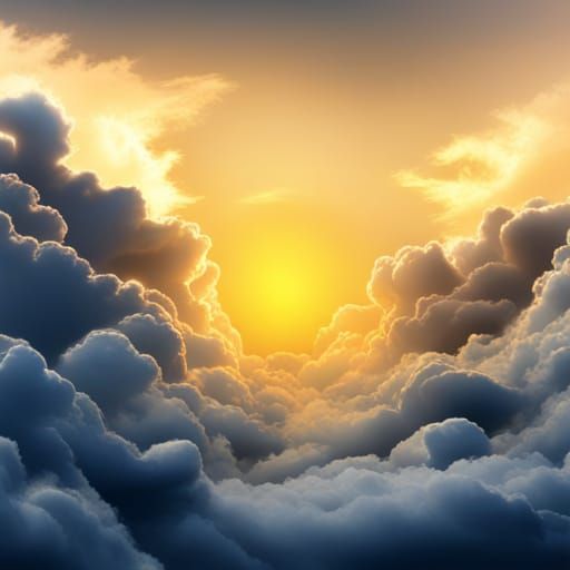 Golden Cloudy Sky with Light Blue Highlights