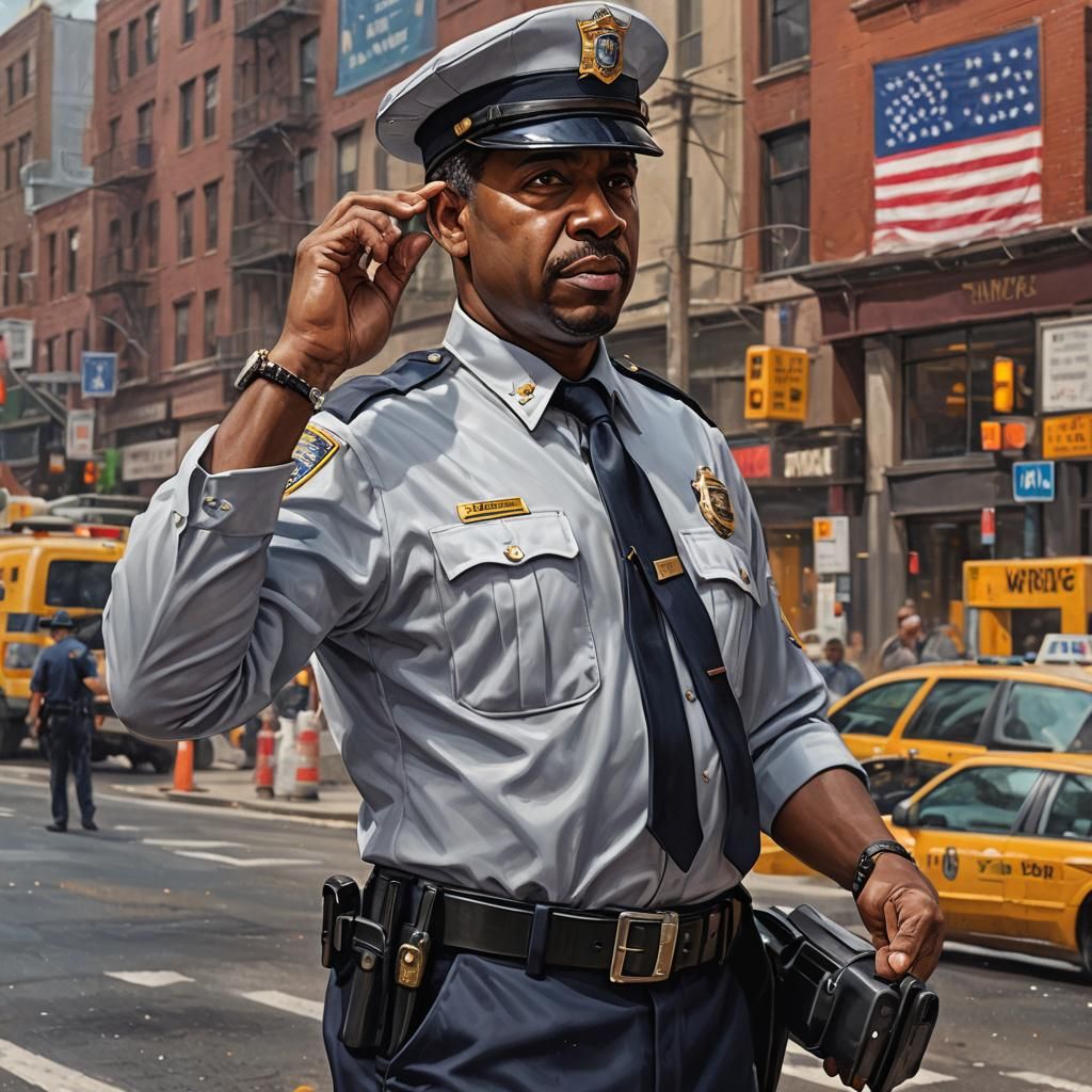 Hyperrealistic Traffic Warden in Splash Art Style