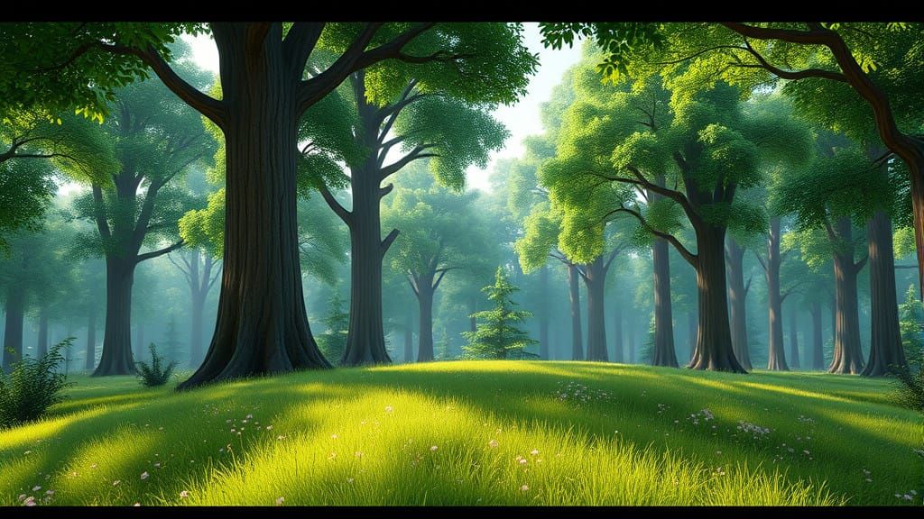 Vibrant Forest Wonderland in 3D Cartoon Style