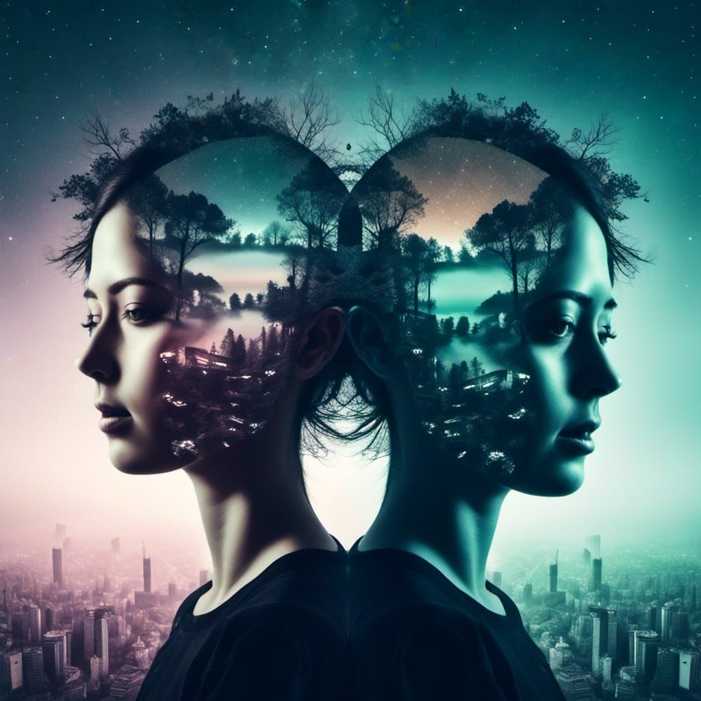 Twins: Night and Day Double Exposure