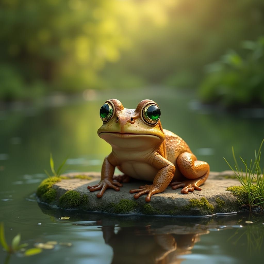 Surrealistic Frog Portrait in Watercolor Style