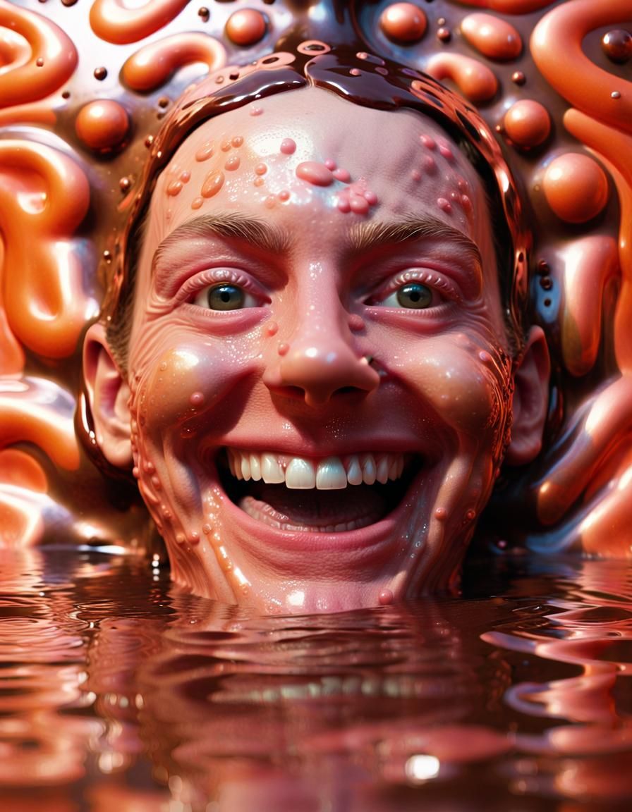 Warmly Welcoming Weirdcore Portrait in Vibrant, Metallic Hue...