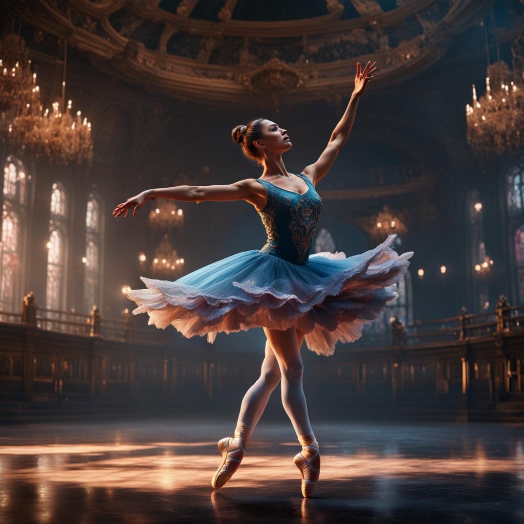 Emotional Ballerina Dance: Detailed Matte Painting