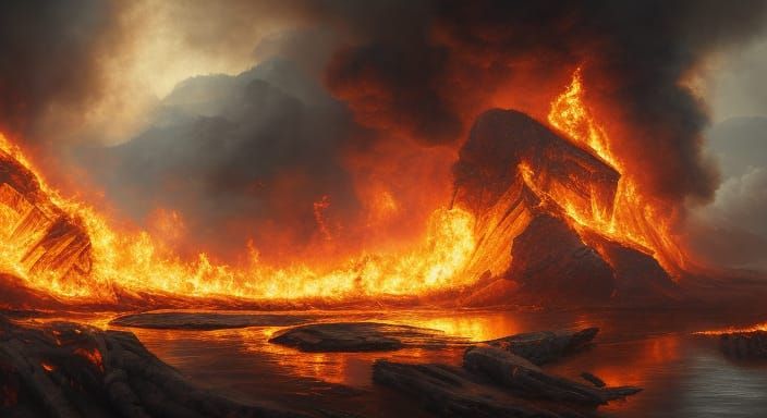 Photorealistic Flames in Dramatic Oil Painting Style