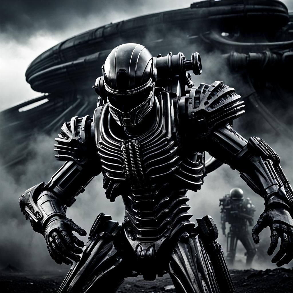 Biomechanical Alien Soldier in Giger Style