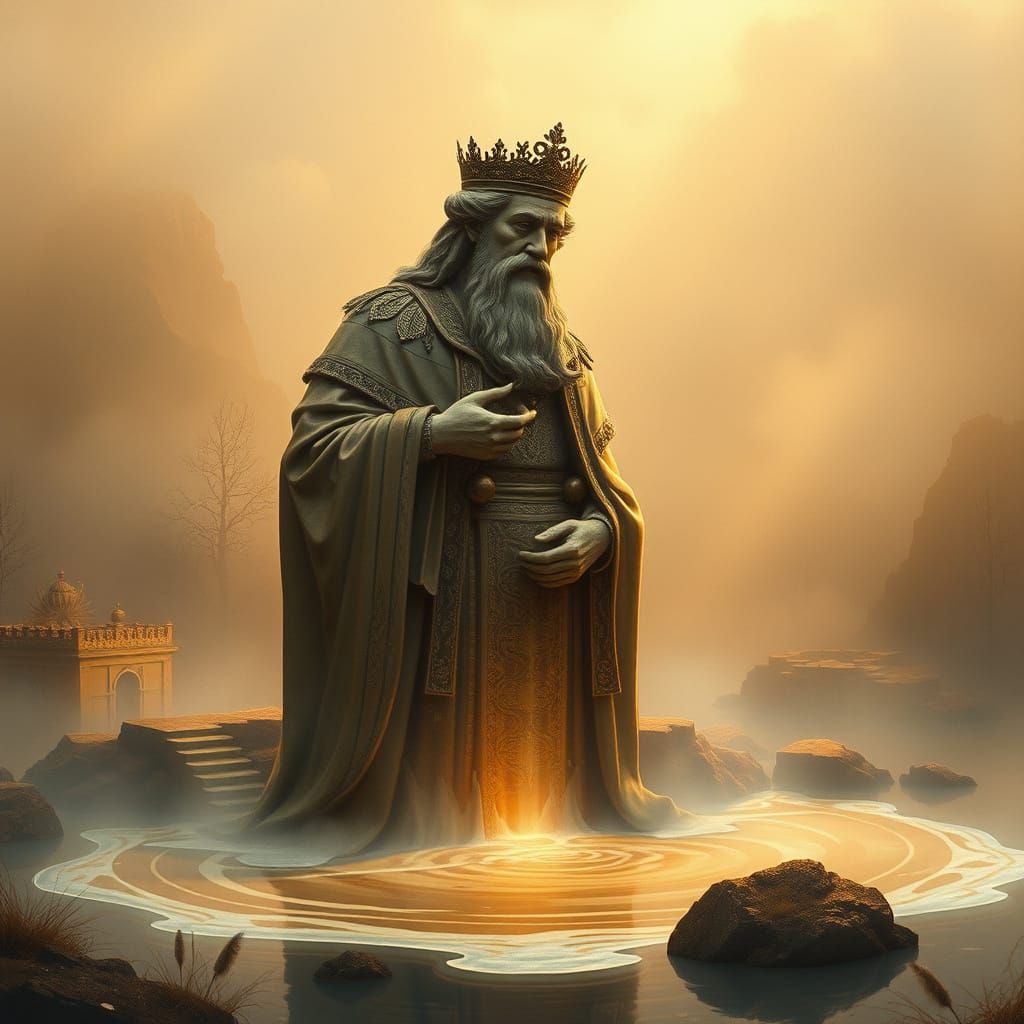 Wax Statue Melts in Ethereal Art Deco Landscape