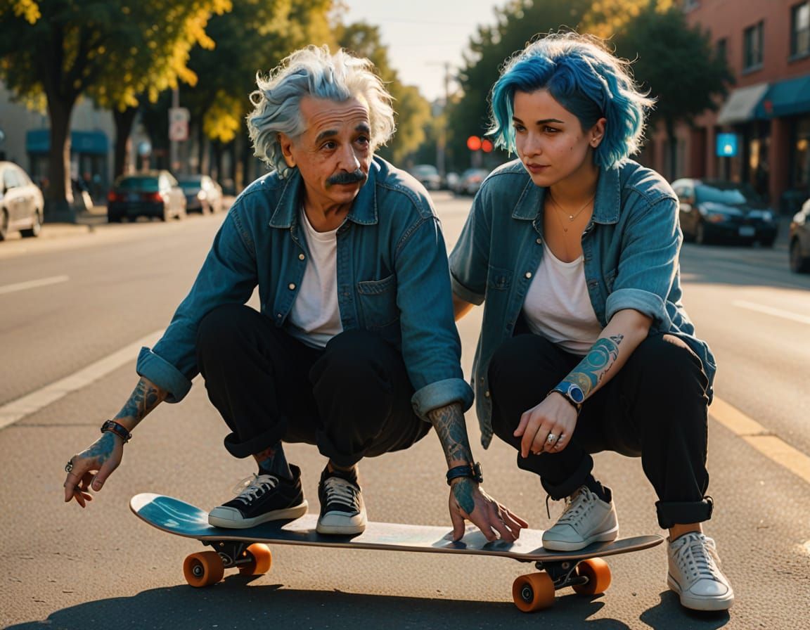 Einstein Learns to Skateboard: Vivid Digital Art
