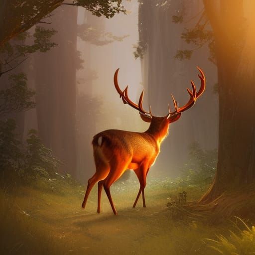 Legendary Deer Concept Art in Art Nouveau Style