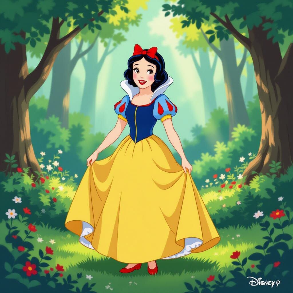 Snow White in Classic Disney Animation Style