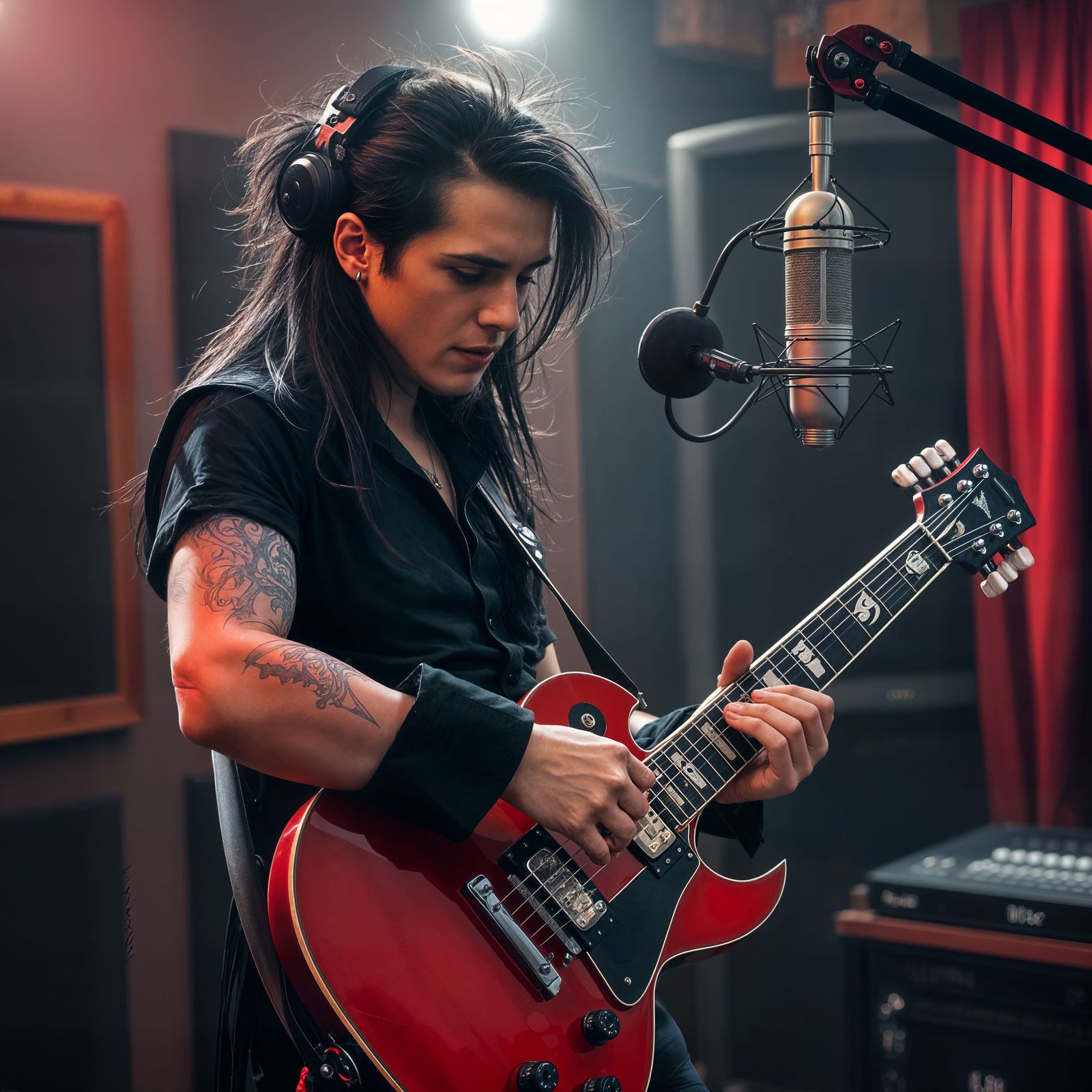 Vampire Rockstar Draven Nocturne in Recording Studio