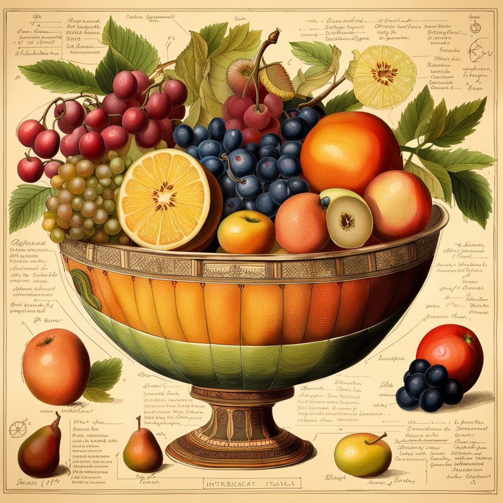 Detailed Scientific Chart of Fruit Still Life