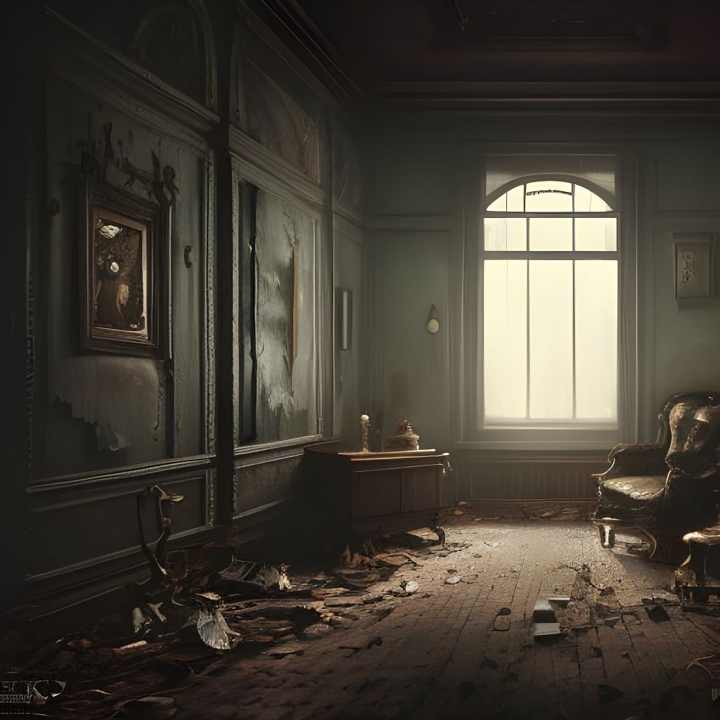 Eerie Victorian Haunted House Interior in Matte Painting Sty...