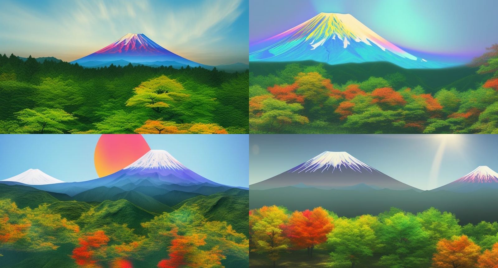 Mount Fuji in Autumn Colors, Astral Illustration