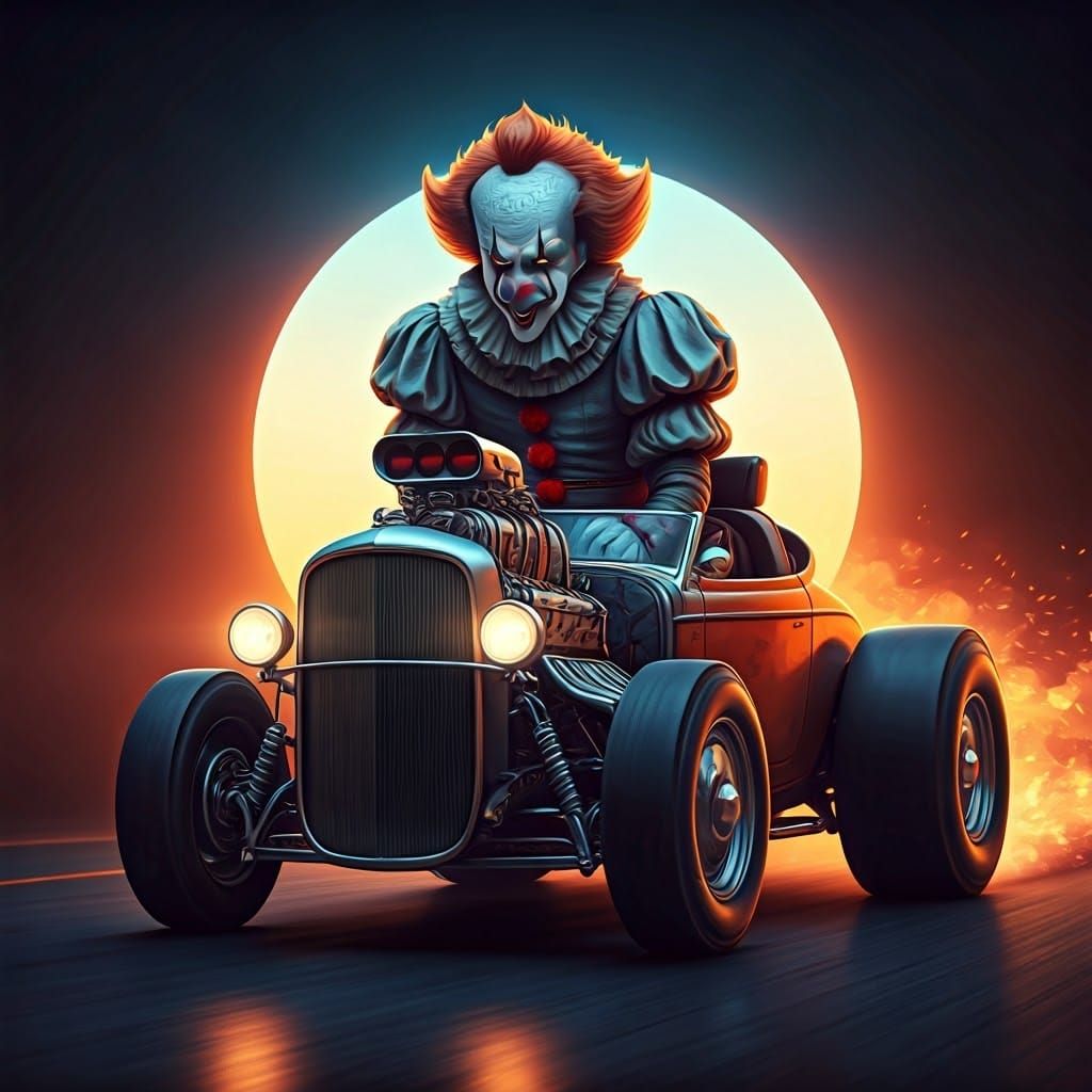 Pennywise in Ed Roth Style Hot Rod at Carnival