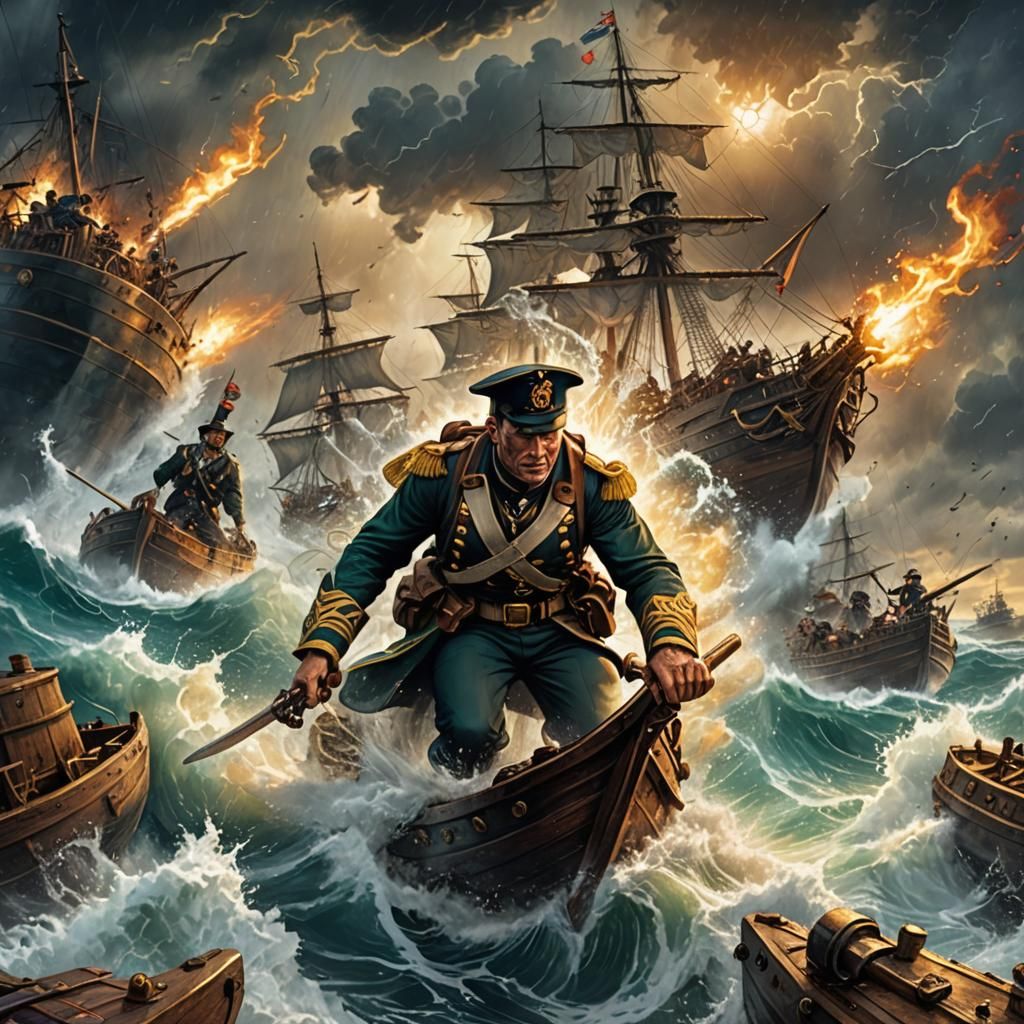 Royal Marines Battle Pirates in Comic Book Art