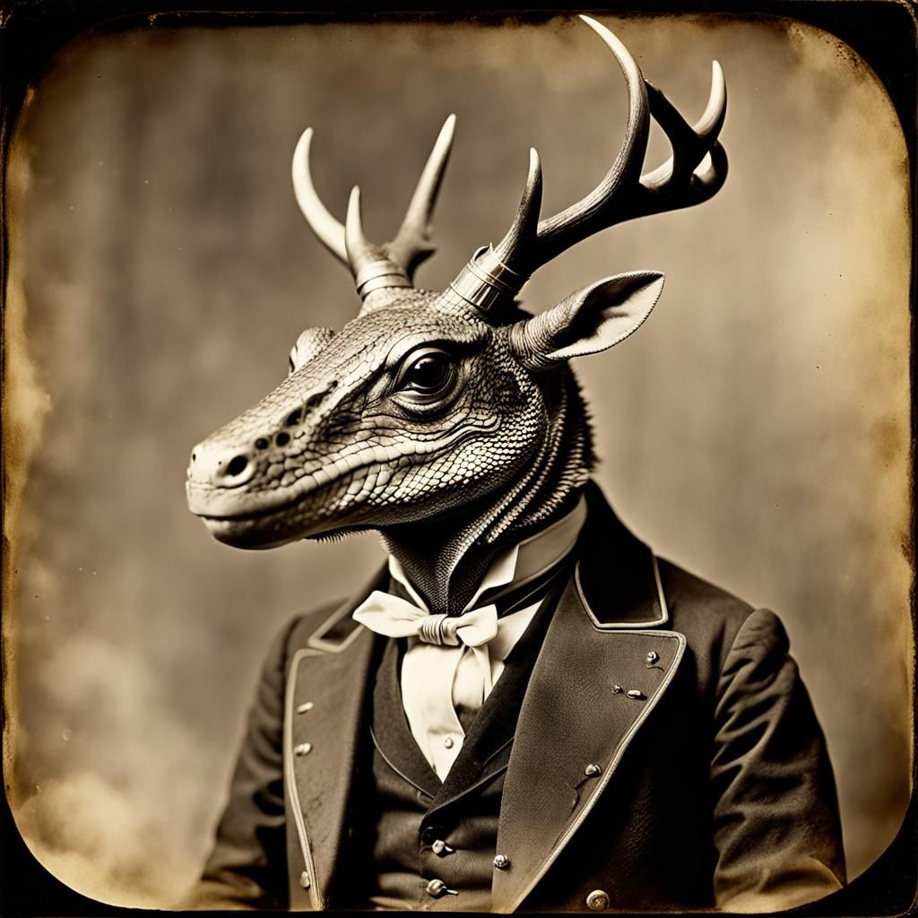 Reptile with Antlers at 1890s Animal Show