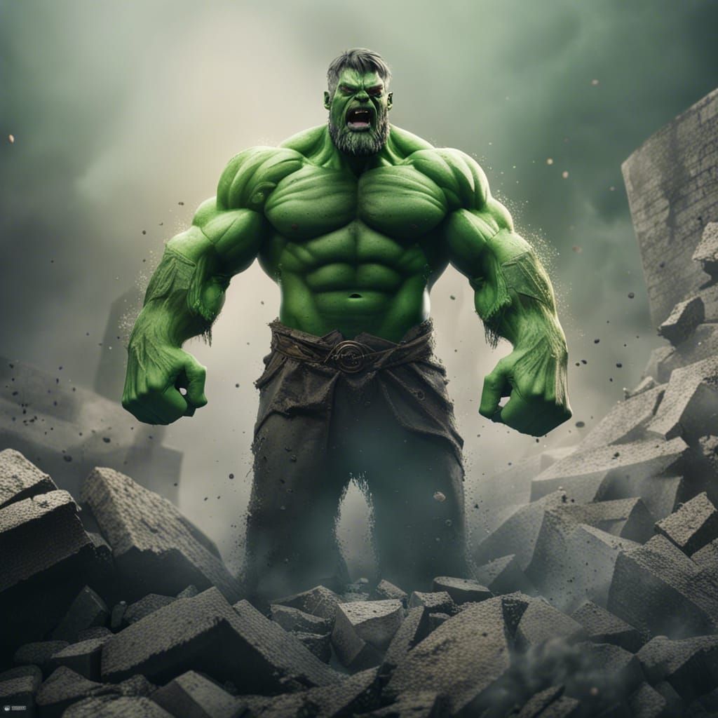 Hulk Viking Warrior in Hyperrealistic Style