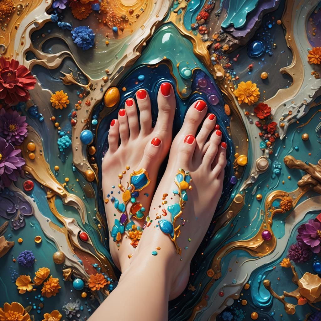 Foot Reflexology Meets Abstract Art in Detailed Painting