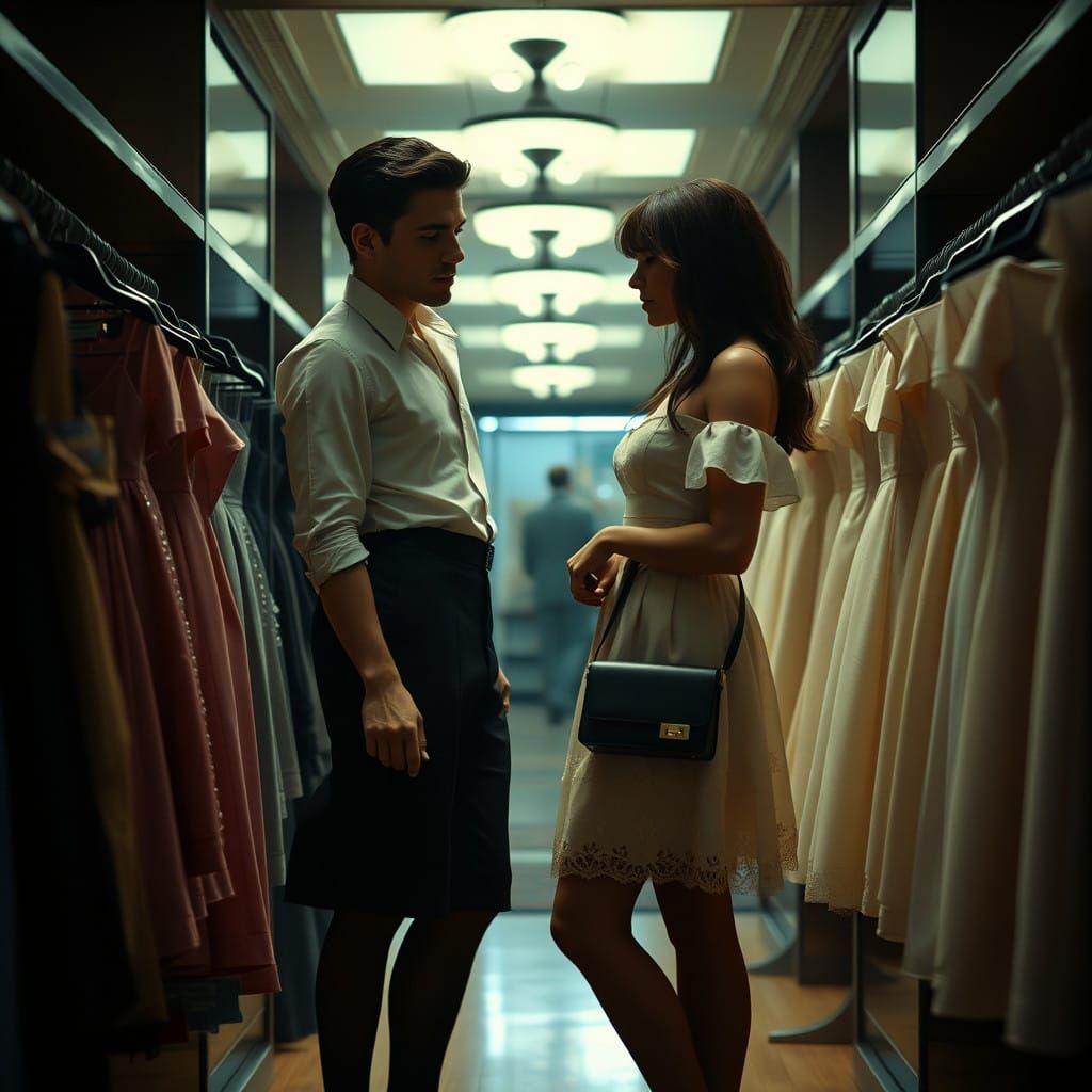 Sensual Masculine Figure Embracing Femininity in Elegant Bou...