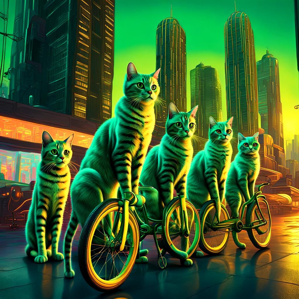 Cats in Hats: Retrofuturistic Cityscape