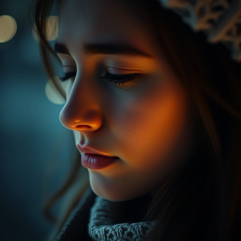 Serene Woman in Soft Focus, Captured in Elegant White Christ...