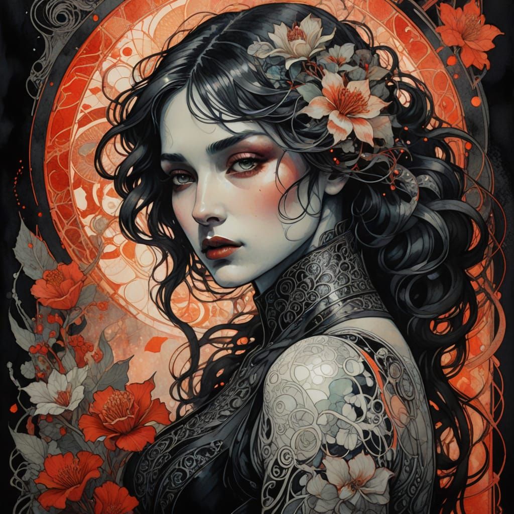 Ethereal Encounter: Medieval Romance Meets Neon Dreams