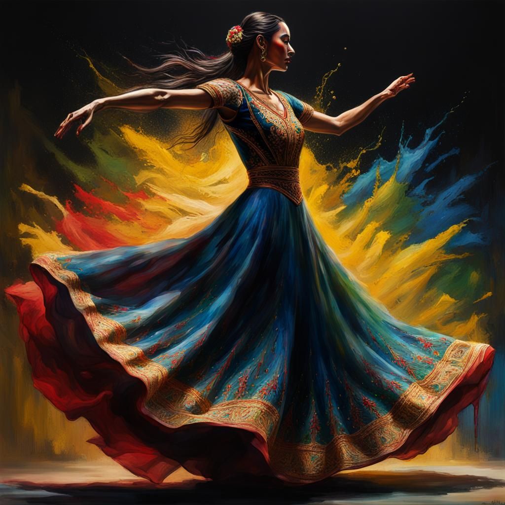 Colorful Dancer in Splash Art Style