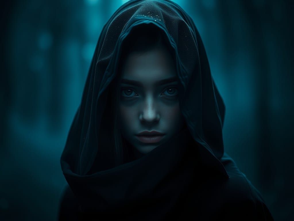 Mysterious Woman in Shadow: Digital Art