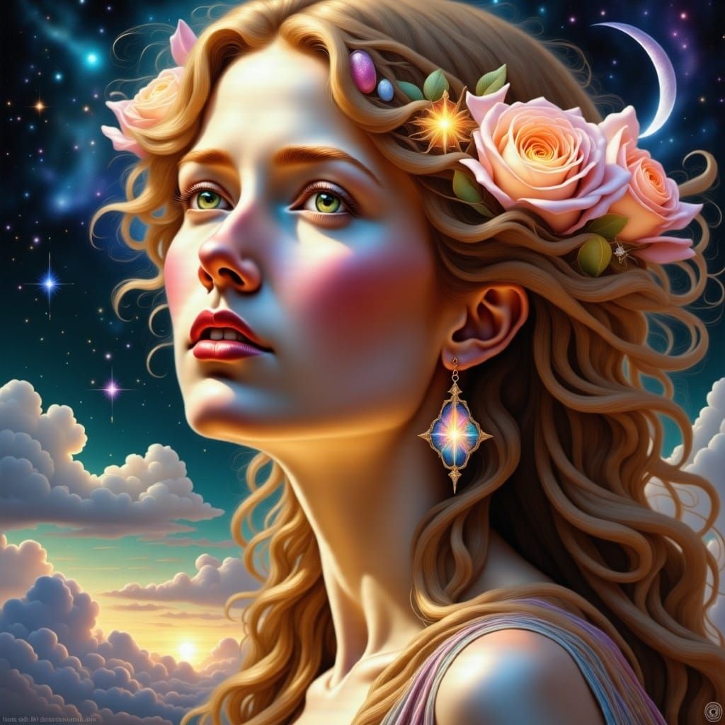 Star Goddess in Pre-Raphaelite Style