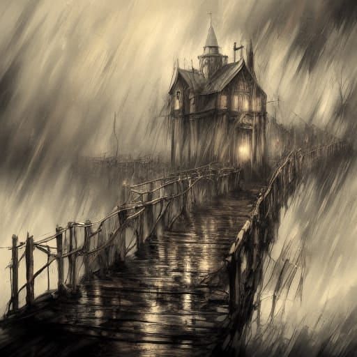 Joyful Human Embraces Falling Rain in Textured Oil Painting