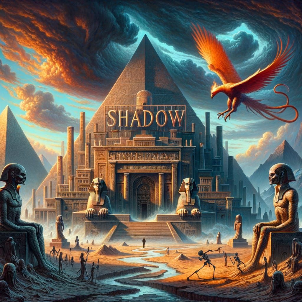 Shadow Temple with Sphinxes, Pyramids and Flaming Phoenix