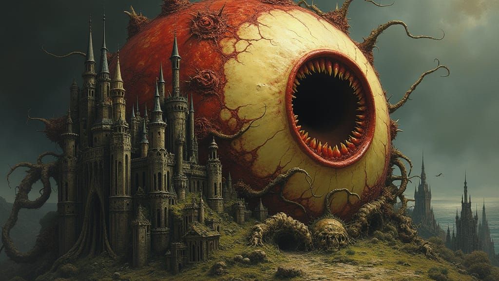 Eternal, Grotesque Eyeball Monstrosity in Dark, Gothic Style