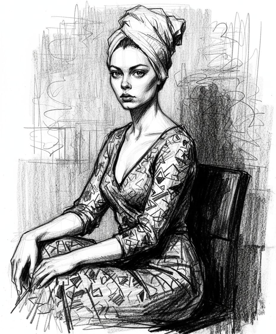 Expressive Black & White Portrait Sketch