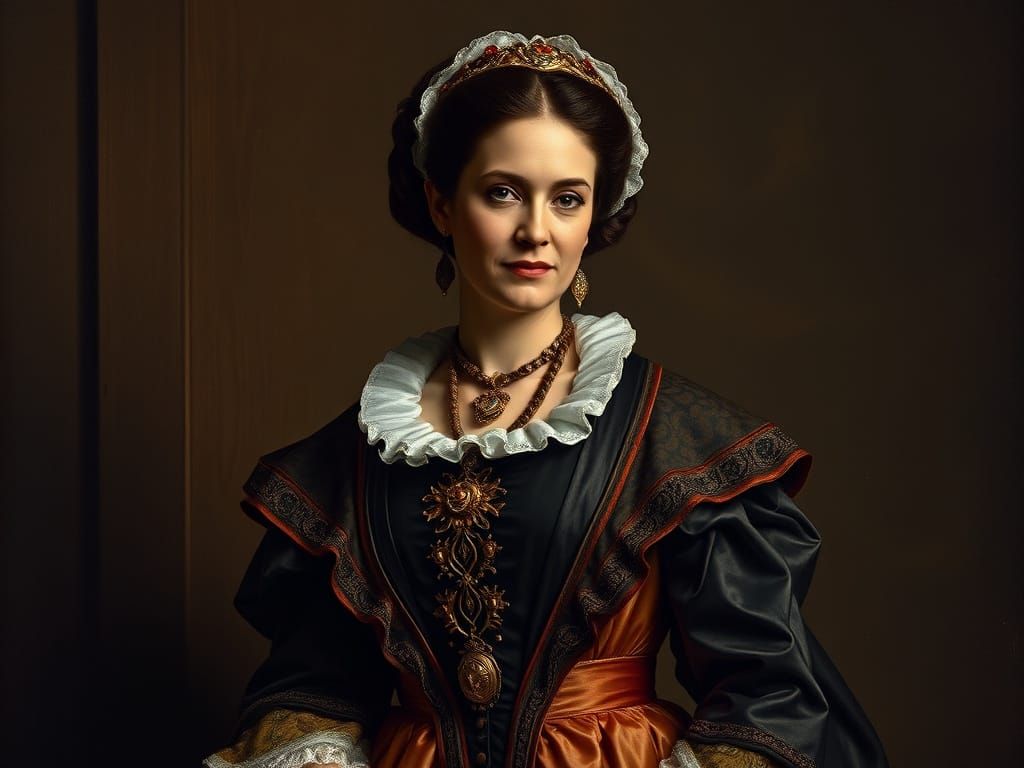 Elegant Lady in Golden Age Splendor