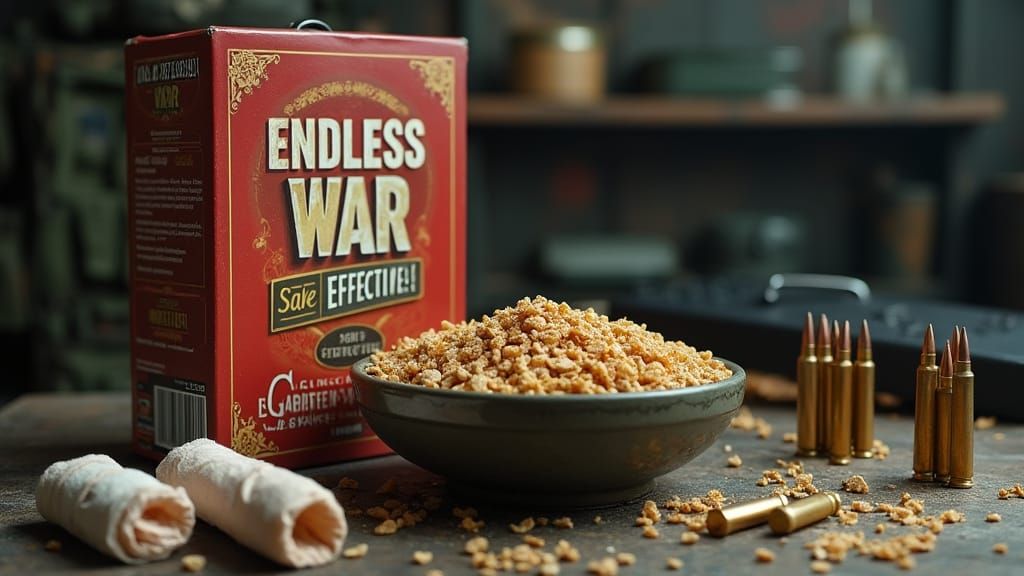 Dystopian Cereal Box: Endless War