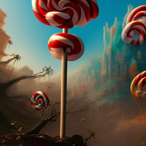 Fantastical Lollipop Forest in Detailed Matte Painting