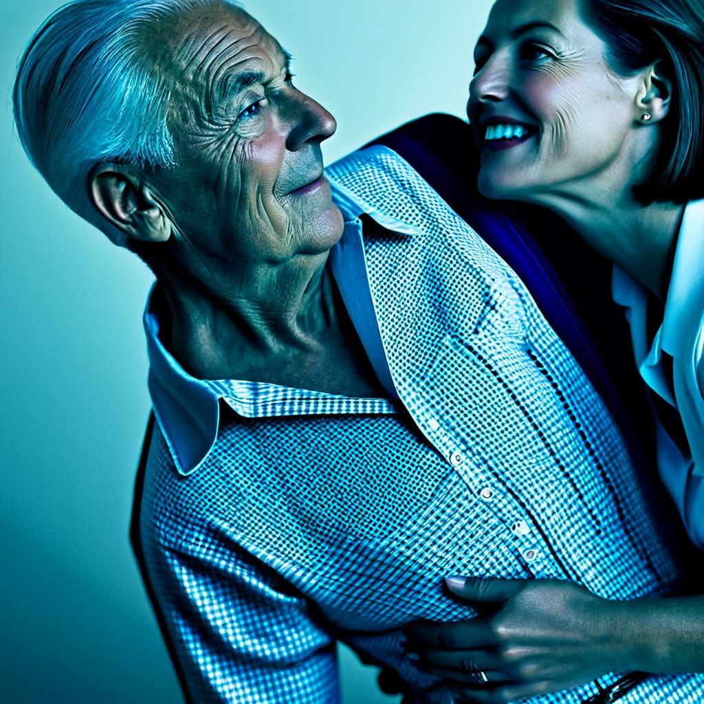 Wisdom Etched on Elderly Faces, Aged Portrait in Realist Sty...