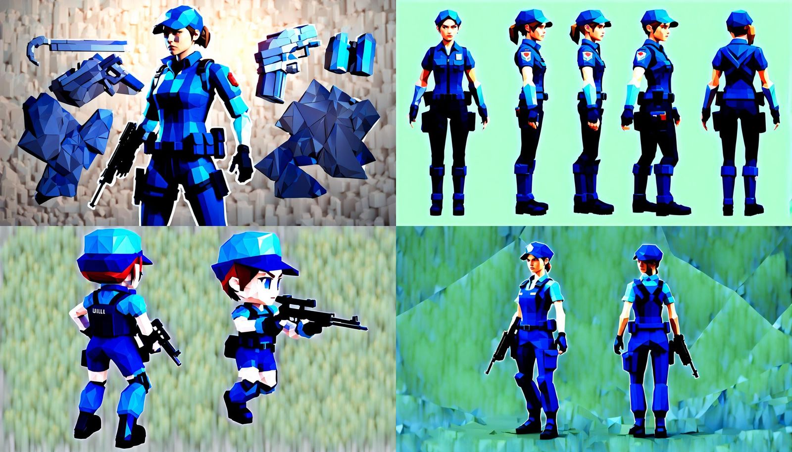 Jill Valentine in Low Poly 3D Art Style