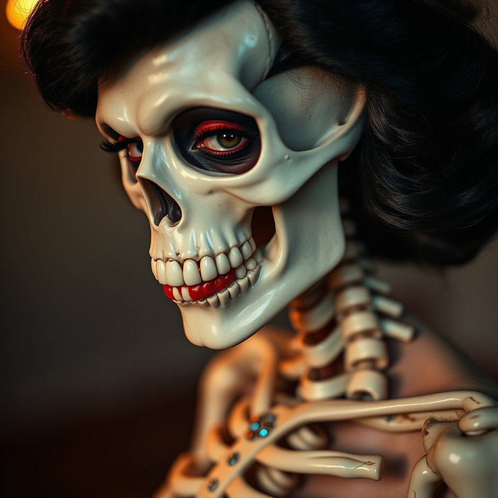 Sultry Skeleton: A 1950s Pin-Up Portrait