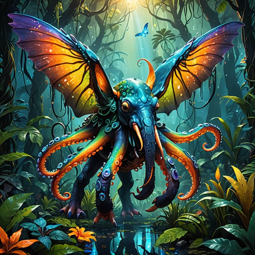 Mystical Octopus Rhino Toucan Hybrid in Jungle