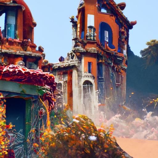 Fantastical Hotel Painting in Deep Color