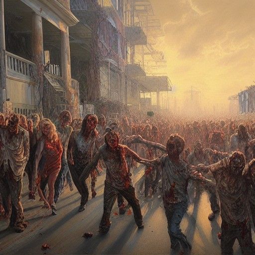 Zombie Apocalypse in Oil Painting Style