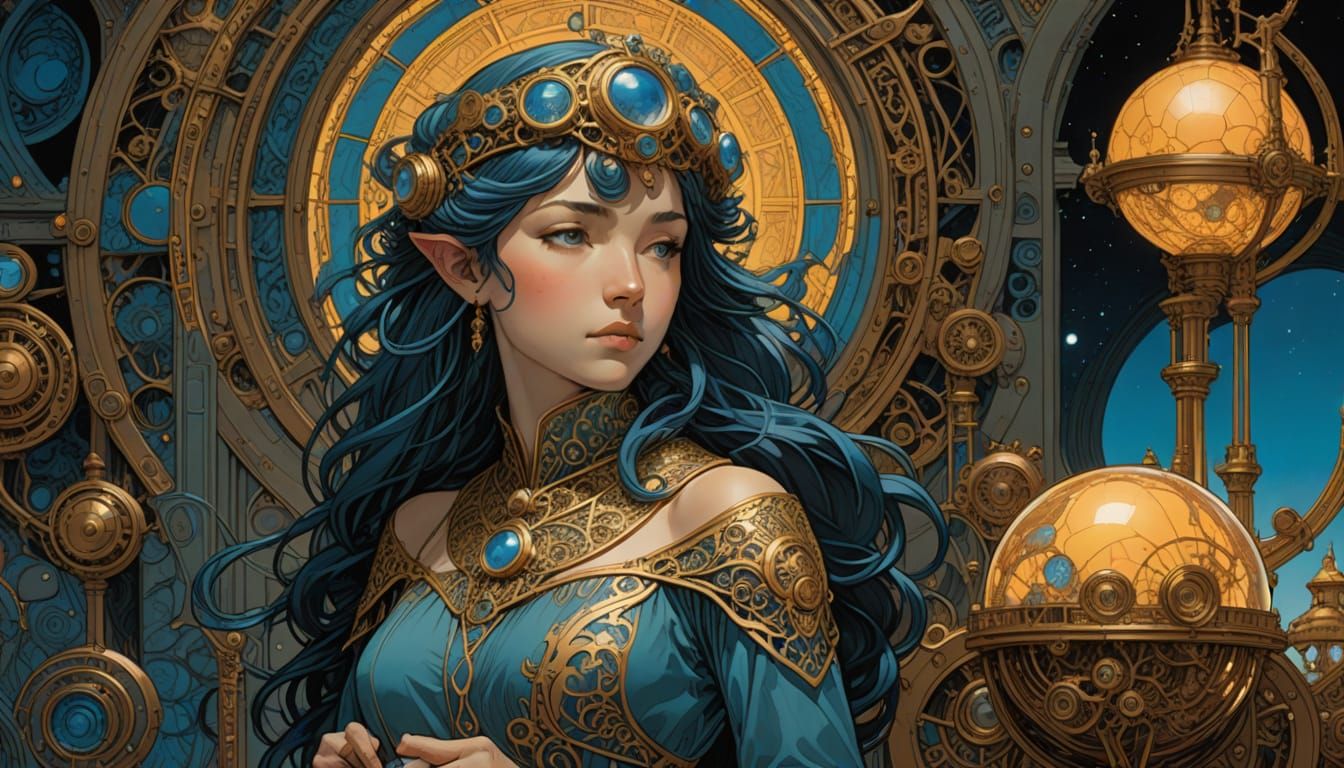 Steampunk Manga Comic Pages in Art Nouveau Style