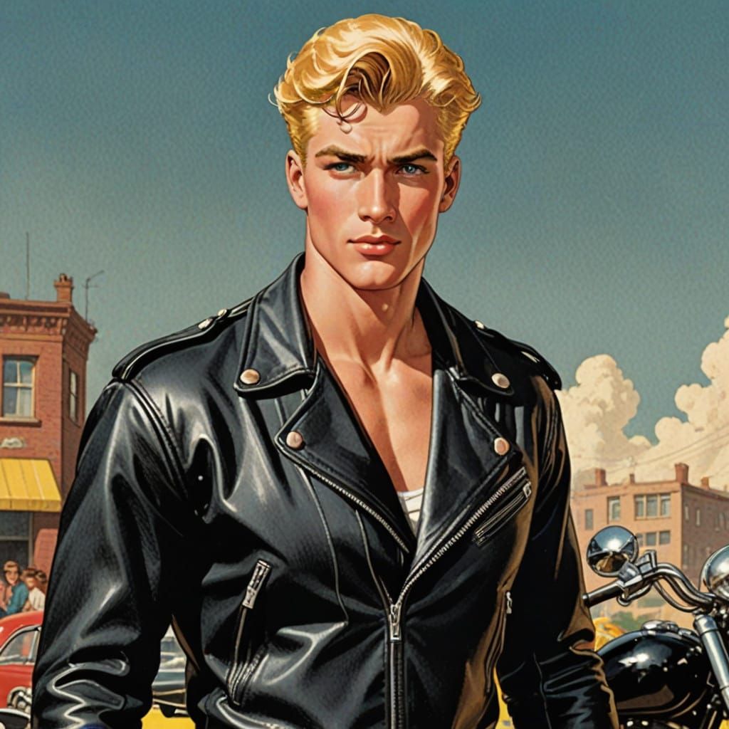Tough 1950s Biker in Sizzling Leather