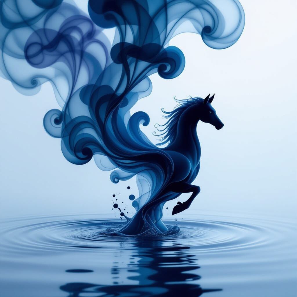Elegant Animal Silhouette Formed From Flowing Ink