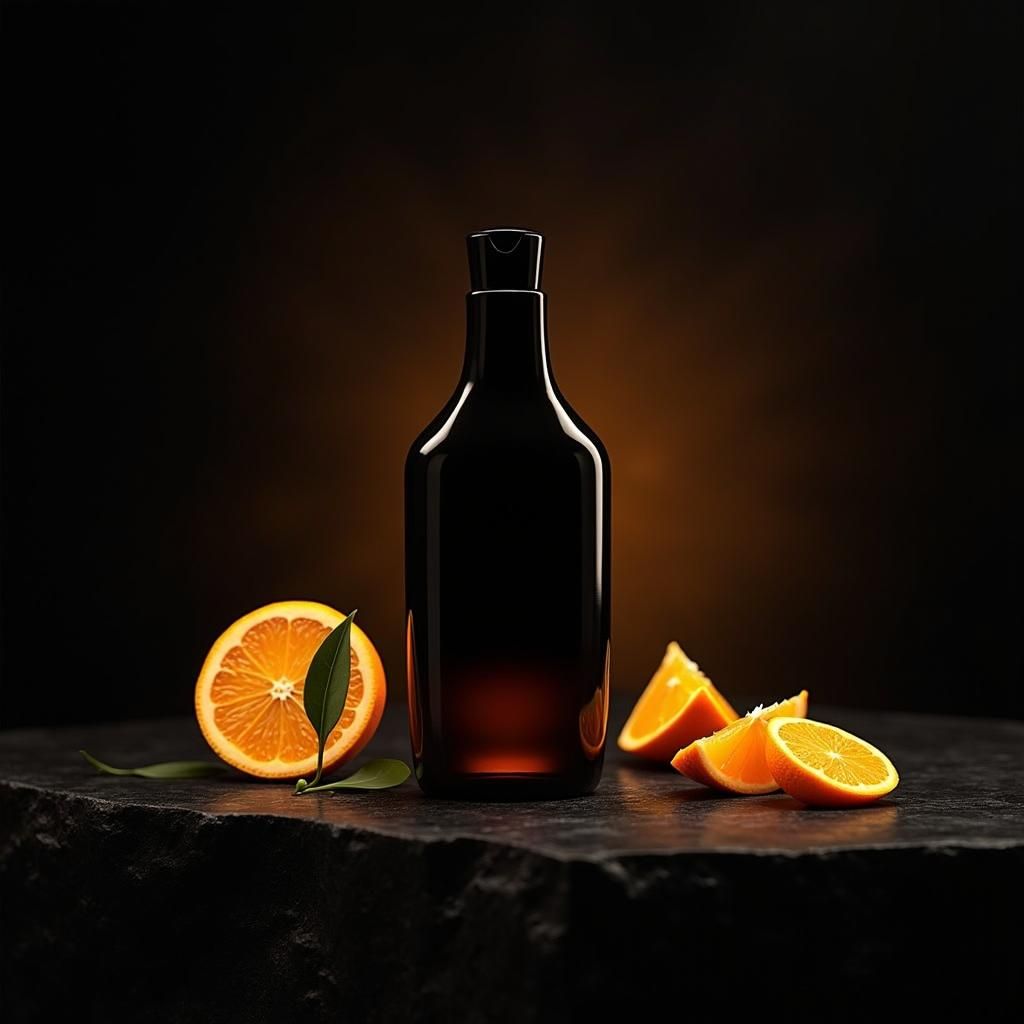 Luxurious Vitamin C Serum Still Life in Film Noir Style